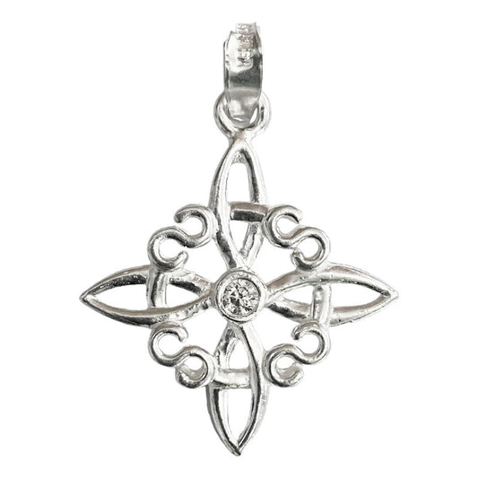 Dije Nudo De Bruja Celta Zirconia Centro Plata Ley 925 Plateado Alto / Ancho 2.8 Cm X 2.1 Cm