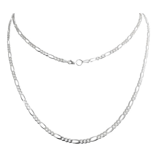 Cadena De Plata 925 Diamantada Mujer Fígaro 55 Cm X 3 Mm Plateado Largo / Ancho 55 Cm X 3 Mm