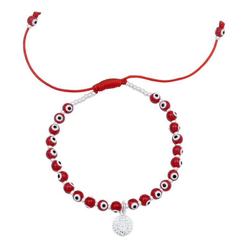 Pulsera Ajustable San Benito Ojo Turco Artesanal Plata 925