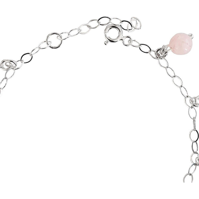 Pulsera Ajustable Nudo De Bruja Cuarzos Naturales Plata 925