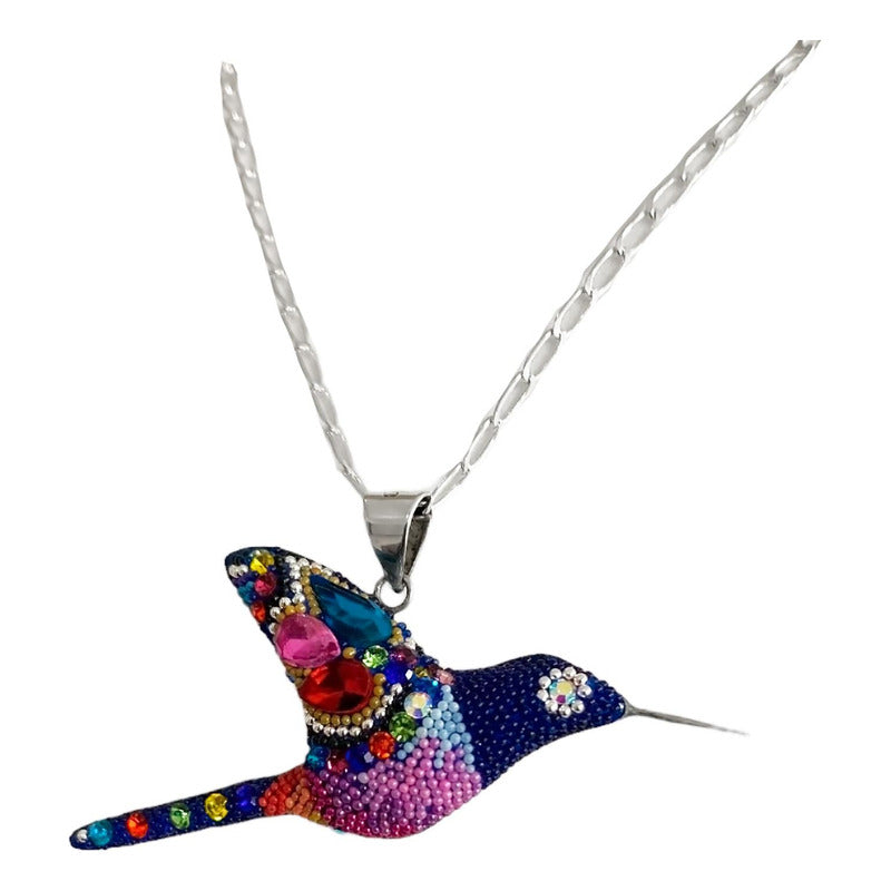 Collar Aretes Colibrí Artesanal Zirconias Plata Ley 925