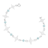 Pulsera Nudo De Bruja Laser Cristales Regalo Mujer Plata 925 Celeste 19 Cm