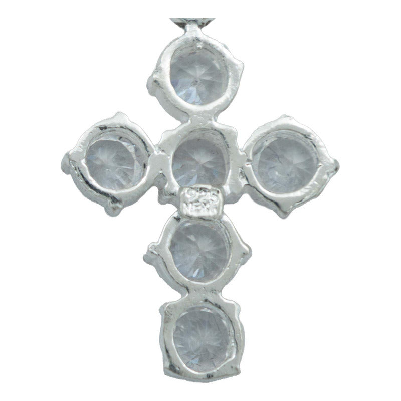 Dije Cruz Catolica De Zirconias Mediano Mujer Plata 925
