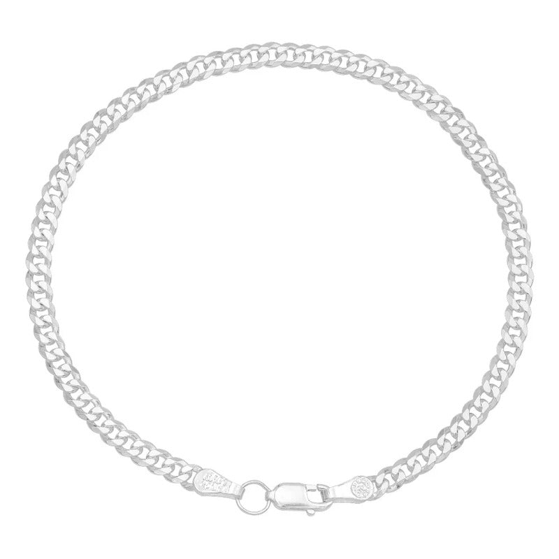 Pulsera Cubana Cerrada Hombre Mujer Regalo Plata S925 4 Mm Plateado 6 Cm 22 Cm