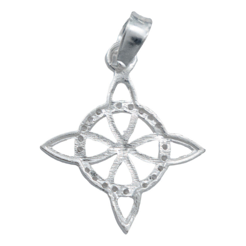 Dije Nudo De Bruja Plano Zirconias Chico Plata +cadena Plata