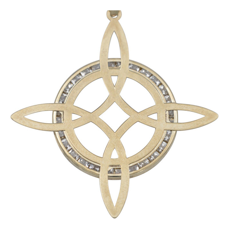 Dije Nudo De Bruja Enorme Plano Zirconias Unisex Oro 10k