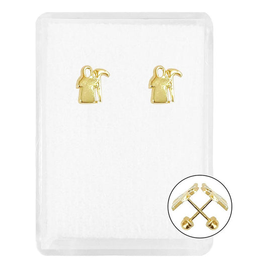 Broquel Arete Mini Santa Muerte Lisa Mujer Regalo Oro 10k Alto/ancho 9 Mm X 6 Mm