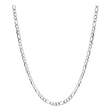 Cadena Figaro 3x1 Diamantada Unisex Plata 925 65 Cm X 4 Mm
