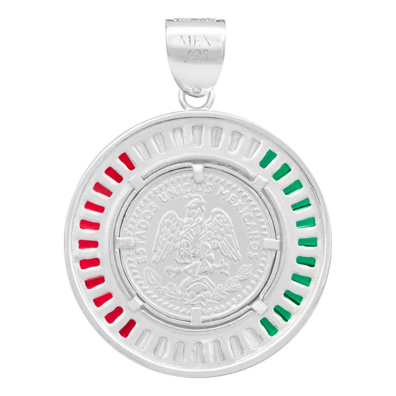 Dije Medalla Angel Centenario Bisel Zirconias Plata 925 Tricolor