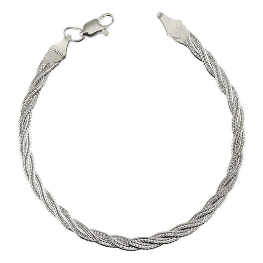 Pulsera Dama Esclava Trenzada Florentina Plata Pura Ley S925