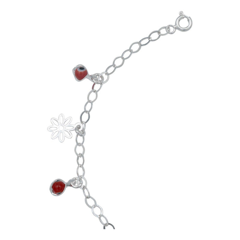 Tobillera Flor Mariposa Ojo Turco Mujer Regalo Plata 925
