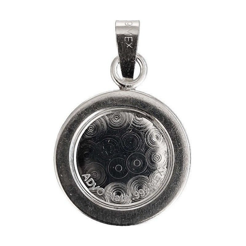 Dije Medalla Espíritu Santo Zirconias Plata Pura Ley .999