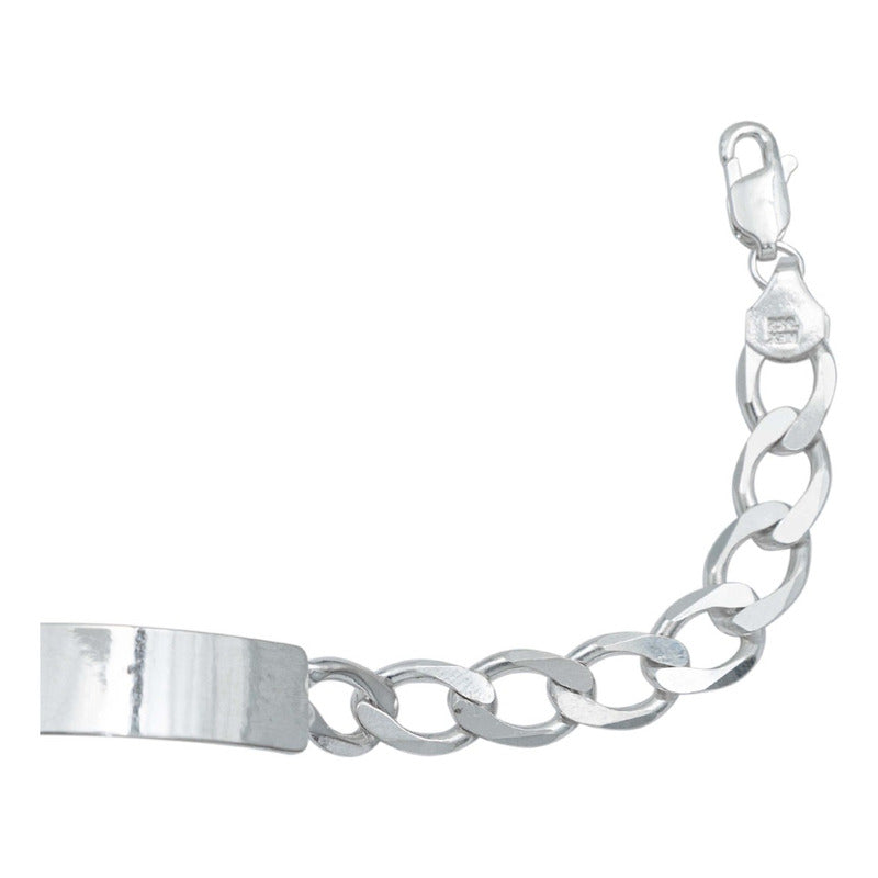 Pulsera Esclava Cubana Barbada Gruesa Hombre Plata 925 7 Mm