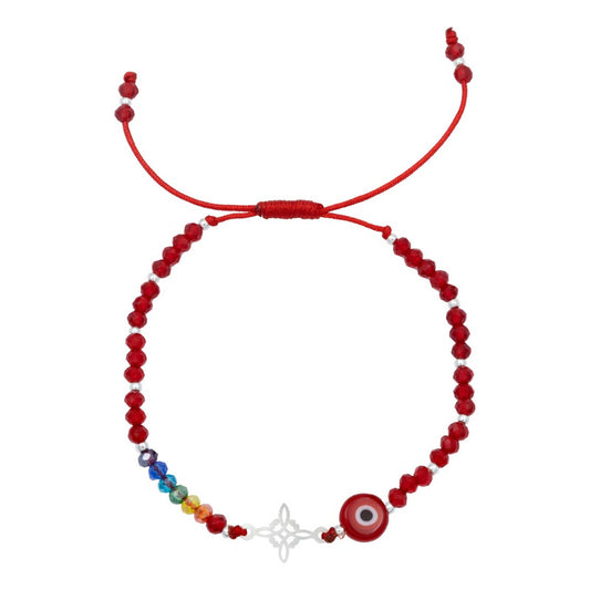 Pulsera Ajustable Nudo Bruja 7 Chakaras Ojo Turco Plata 925