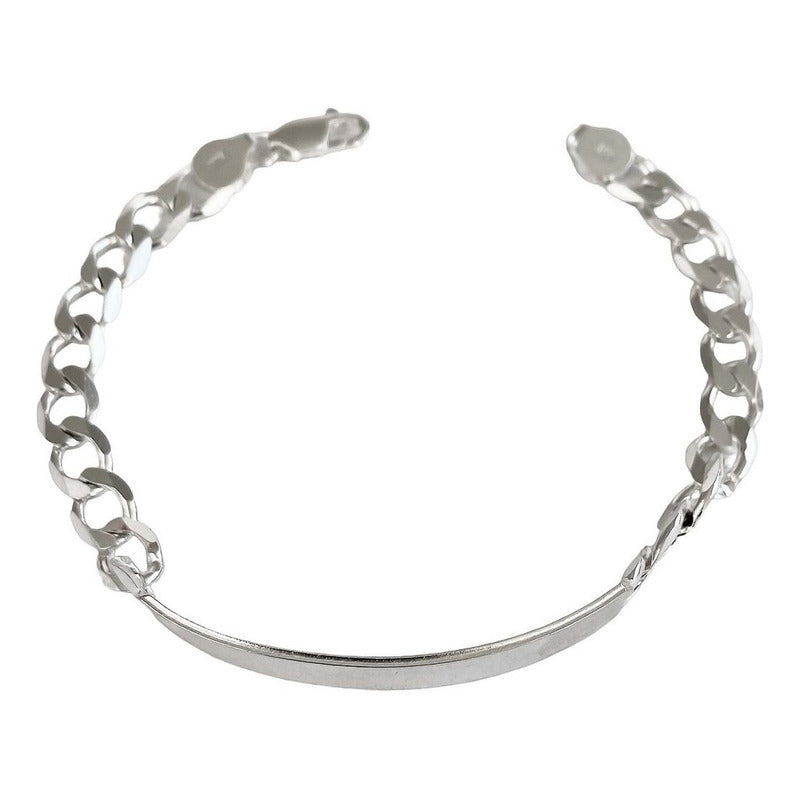 Esclava Hombre Pulsera Cubana Plata 925 Placa Gruesa 9 Mm