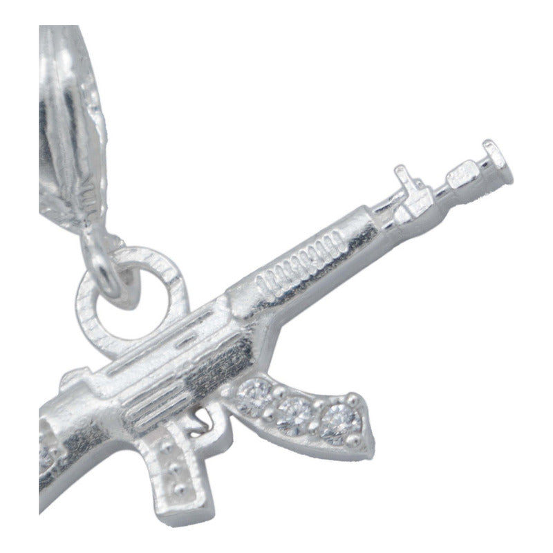 Dije Rifle Chico Carabina Zirconias Belico Plata 925