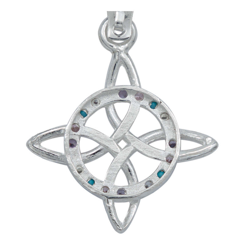 Dije Nudo De Bruja Celta Con Zirconias En Plata Ley 925