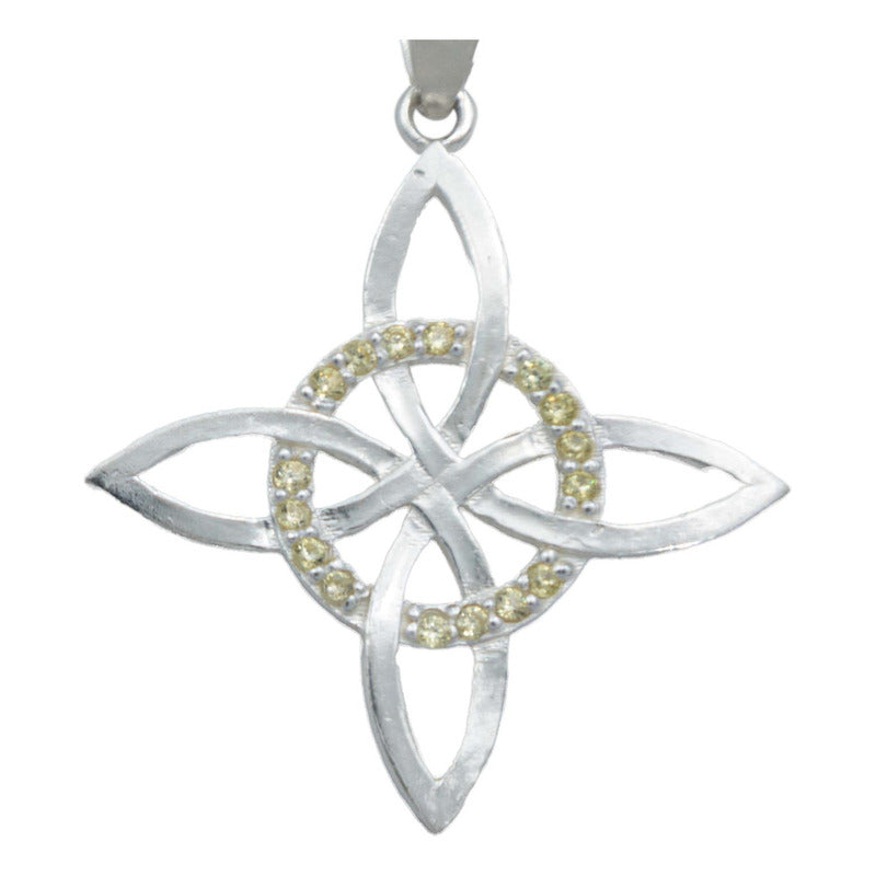 Collar Nudo De Bruja Celta Plano Zirconias Plata Ley S925