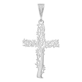 Dije Cruz Con Árbol De La Vida Calado En Plata 925 (5.2 Cm) Plateado