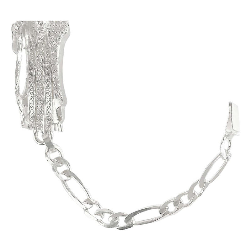 Pulsera Santa Muerte Esclava Zirconias Plata Solida Ley S925