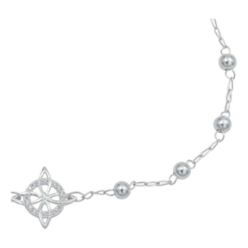 Pulsera Ajustable Nudo Bruja Zirconia Bola 3 Mm Plata 925