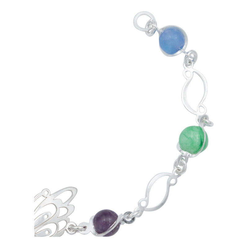 Pulsera Mariposa Primavera Piedra Natural Mujer Plata 925