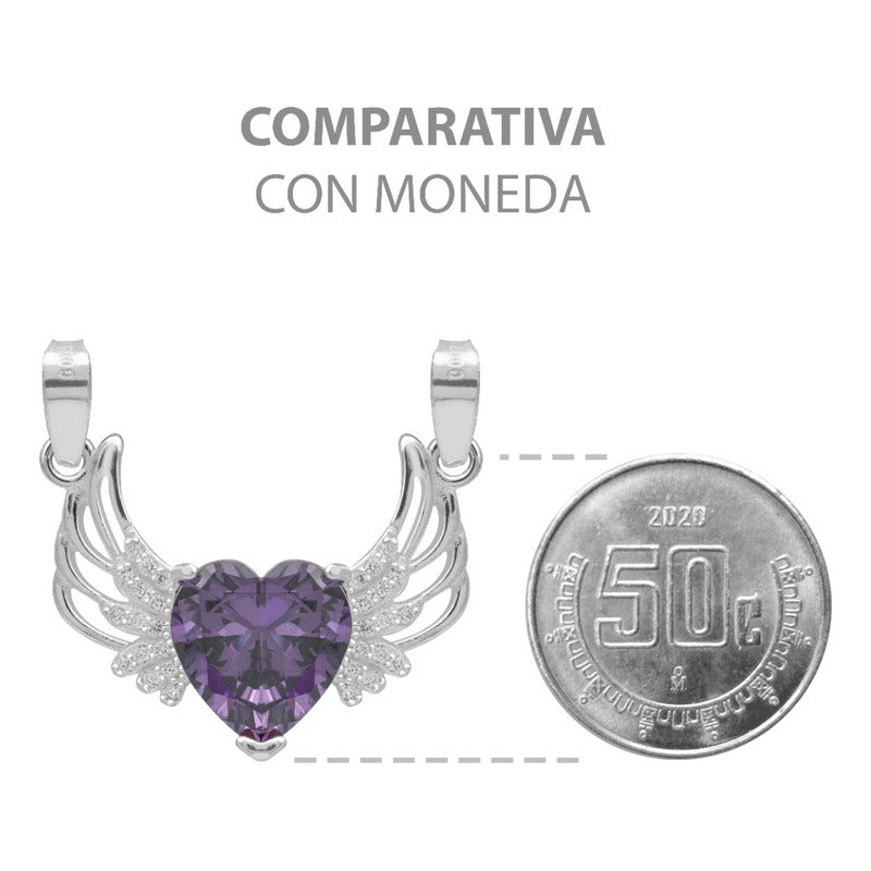 Dije Corazón Alas Zirconias Amor Mujer Mamá Regalo Plata 925