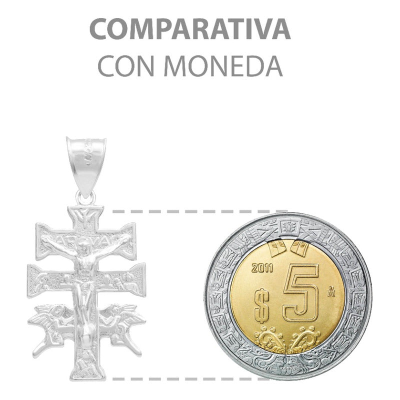 Dije Cruz Caravaca Troquelada Cristo Angeles Plata 925 3.5cm Plateado