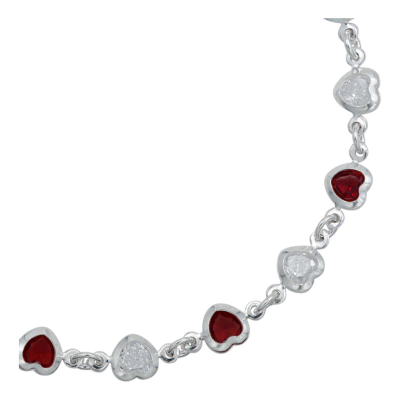 Pulsera Corazones Zirconias Amor Mujer Regalo Plata 925