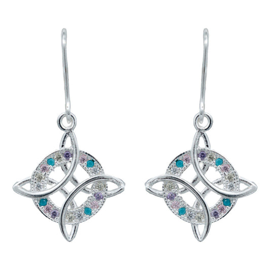 Aretes Gancho Nudo De Bruja Mood 2 Zirconias Plata Ley S925