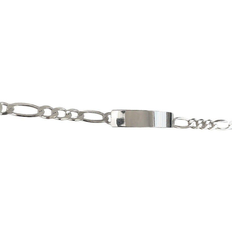 Esclava Hombre Pulsera Fígaro Plata 925 Placa Lisa 9 Mm
