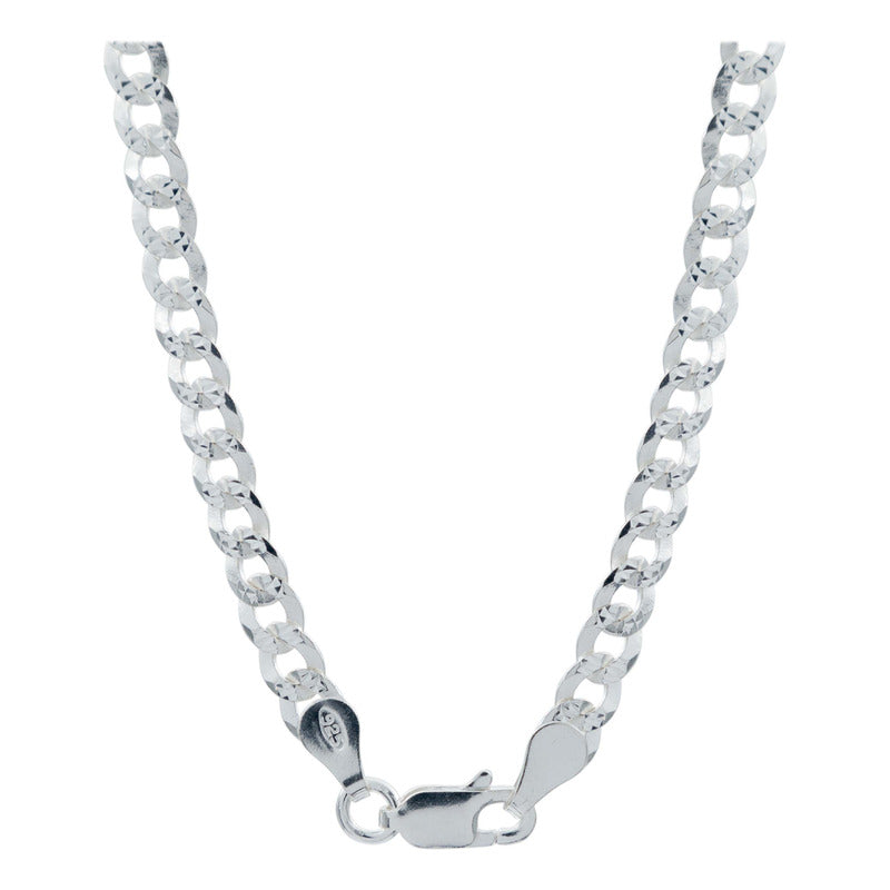 Cadena Cubana Gruesa Diamantada Plata 925 Hombre 70cm X 6mm