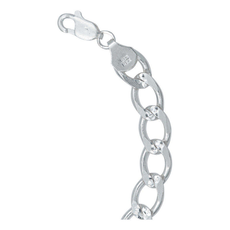 Pulsera Gruesa Cubana Diamantada Hombre Regalo Plata 925 8mm