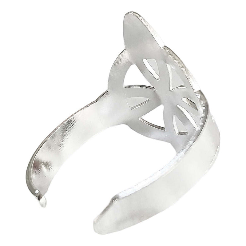 Anillo Ajustable Nudo De Bruja A Laser Plata Solida 925