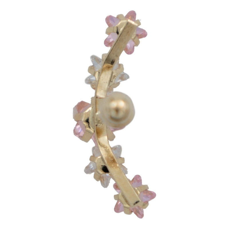 Arete Broquel Lambada Grande Estrella 5 Zirconias Oro 10k