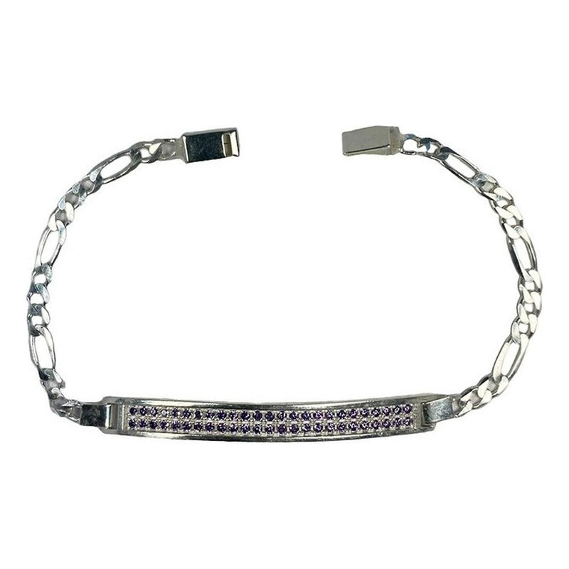 Pulsera Esclava Moderna De Placa Con Zirconias En Plata 925