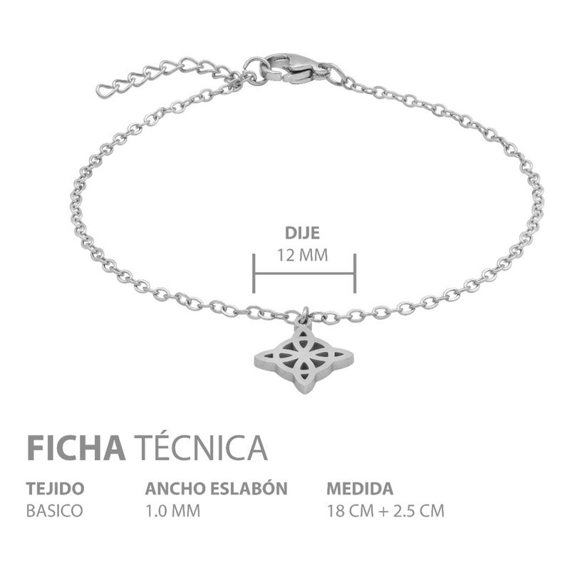 Joyaris Pulsera Ajustable Nudo Bruja Acero Inoxidable Mujer Plateado