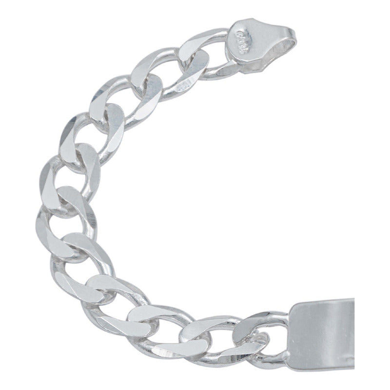 Pulsera Esclava Cubana Barbada Gruesa Hombre Plata 925 8 Mm