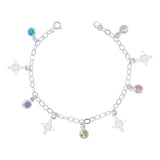 Pulsera Ajustable Nudo De Bruja Laser Zirconia Plata Ley 925 Multicolor 6 Cm 18 Cm