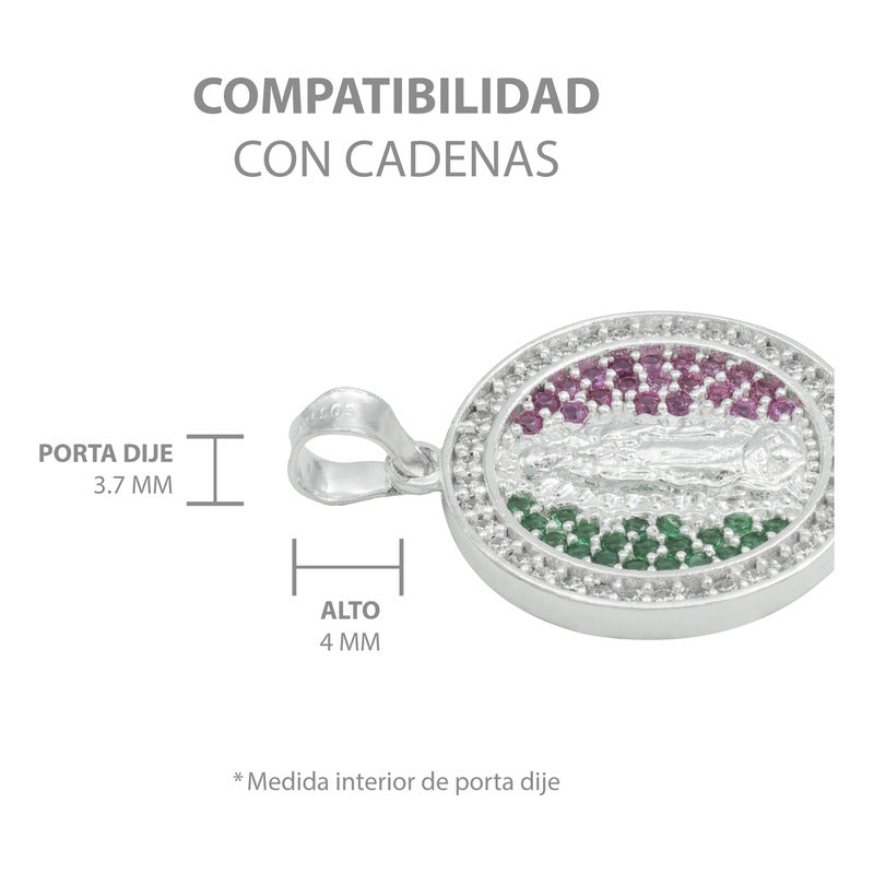 Dije Medalla Virgencita De Guadalupe Zirconias Plata 925