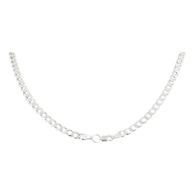 Cadena Cubana Diamantada Barbada Hombre Plata 925 50cm X 5mm
