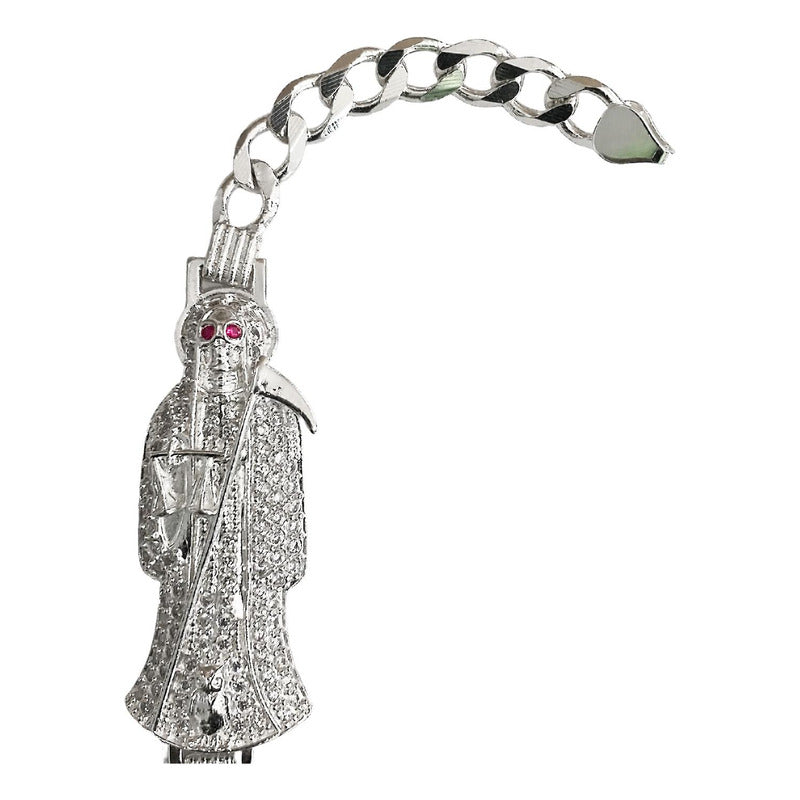 Pulsera Cuabana Santa Muerte Esclava Plata Ley 925