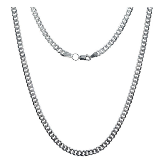 Cadena Cubana Diamantada Mujer Plata Italy 925 45 Cm X 4 Mm Plateado