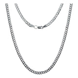 Cadena Cuba Cerrada Diamantada Hombre Plata 925 55 Cm X 5 Mm