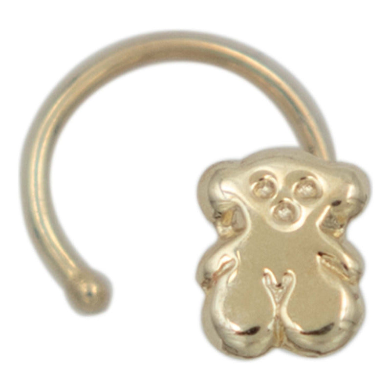 Piercing Cuerpo Osito Curvo Mini Perfo 100% Oro 10k 4 Mm