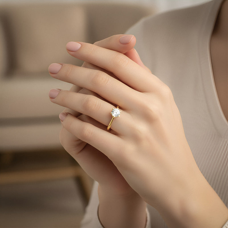 Anillo Promesa Matrimonio Compromiso Regalo Solitario Oro10k - Dorado - 7