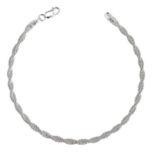 Pulsera Torzal Espuma Mujer Regalo Plata Italiana Ley 925 Plateado 1 Cm 1 Cm