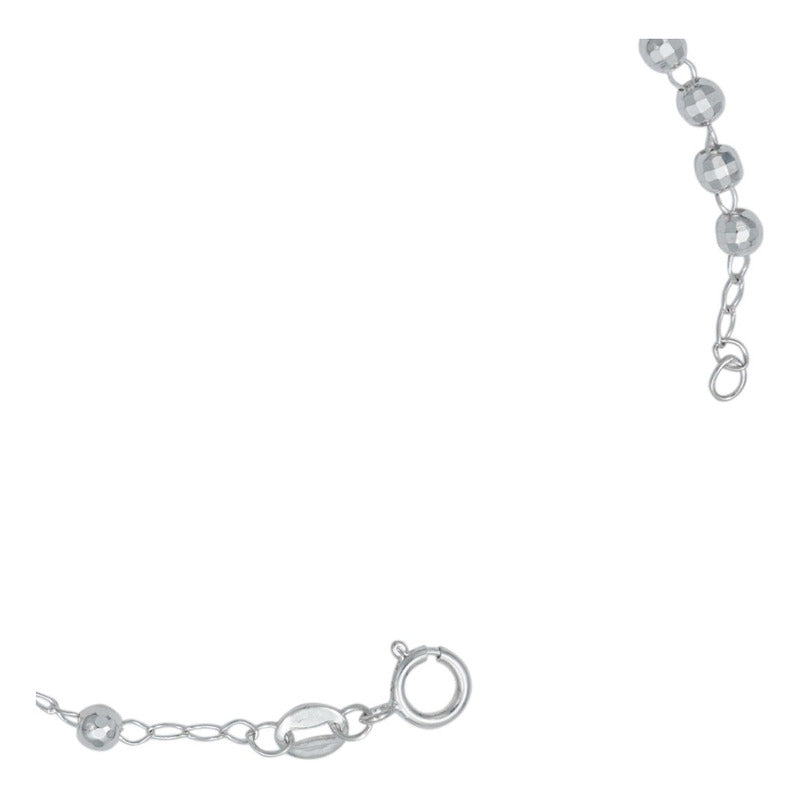 Pulsera Para Niños Niñas Virgen Cruz Bolitas Plata 925
