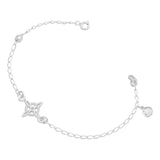 Pulsera Nudo De Bruja Bola Facetada Cristal Mujer Plata 925 Blanco 18 Cm