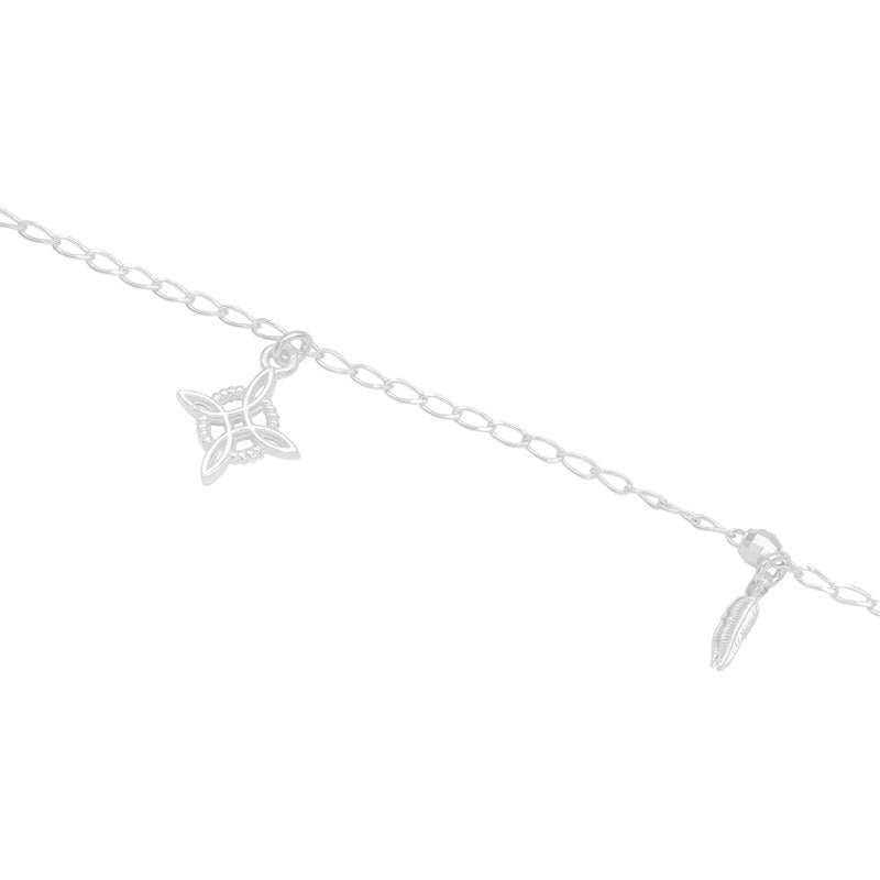 Pulsera Nudo De Bruja Básica Bola Facetada Mujer Plata 925 Plateado 18 Cm